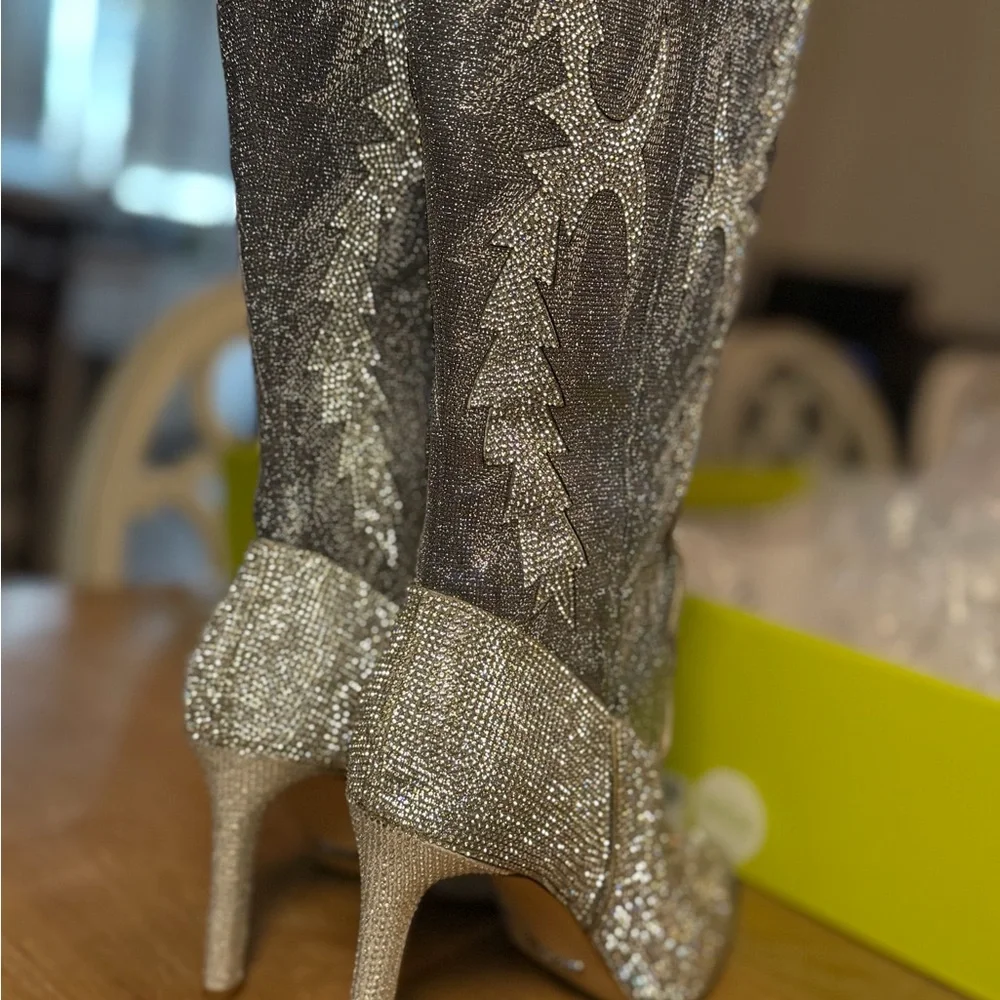 Gianni Bini Katyanna Silver Over-the-Knee Stiletto Boot